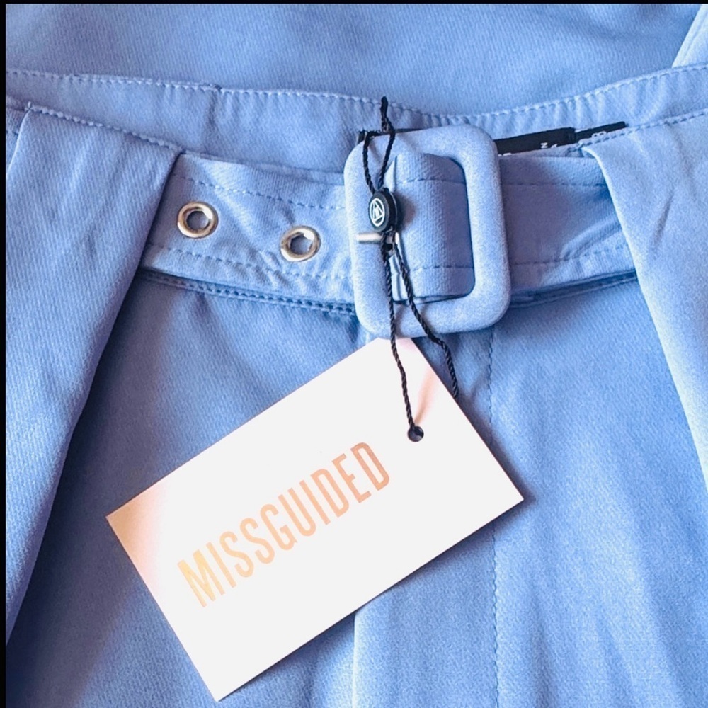 MISSGUIDED Blue High Waist Cigarette Trousers Women’s 6 Coastal Minimalist Pants - Picture 7 of 10